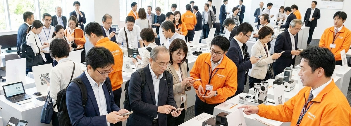 プライベートショーにおける受付をQRコードで行っている様子